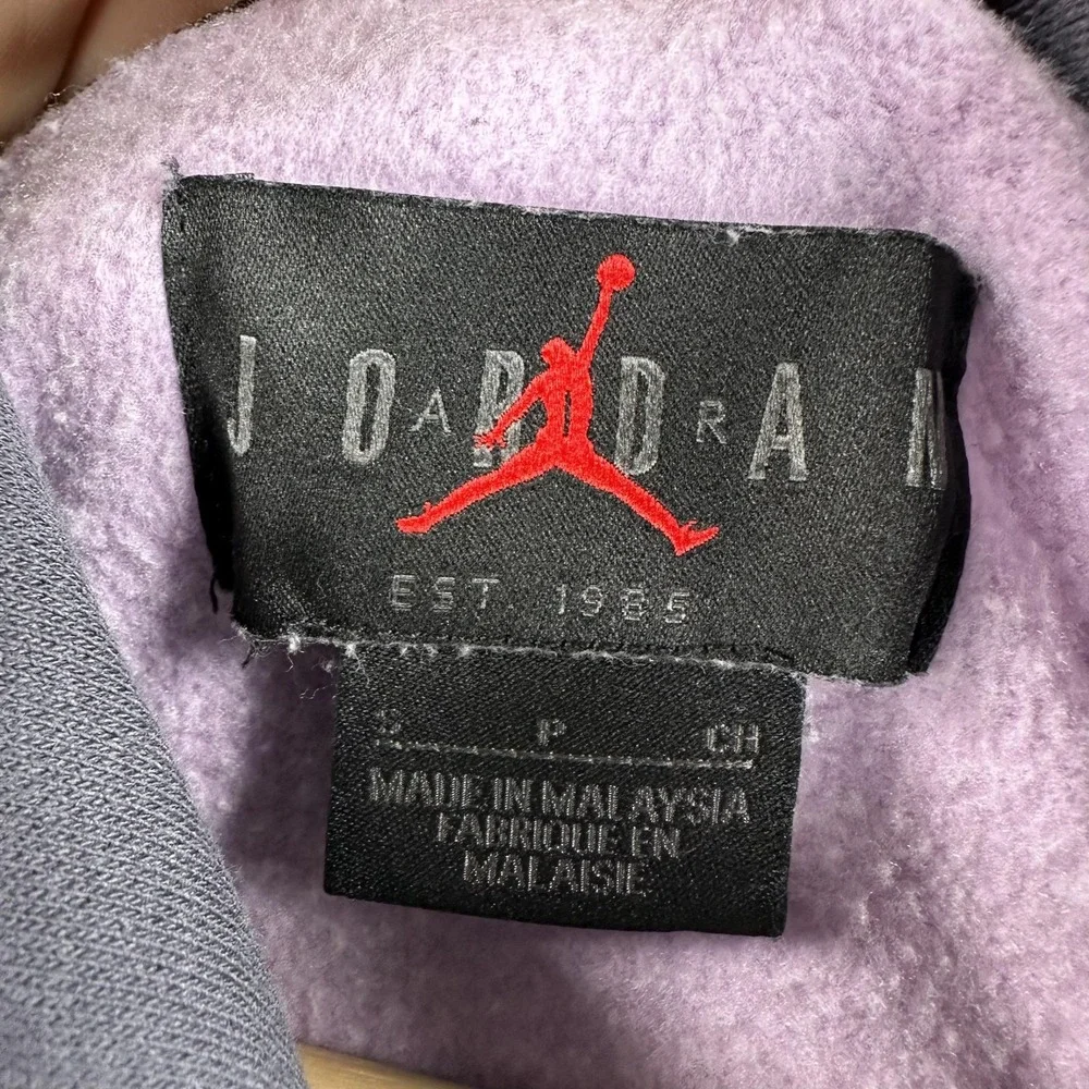 Air Jordan Hoodie Mens Small Purple Gray Colorblock Fleece Pullover Sweatshirt